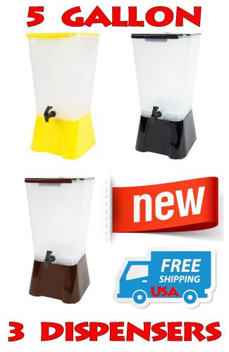 5 Gallons Restaurant Beverage Juice Coffee Lemonade Iced Tea Dispenser, LOT of 3