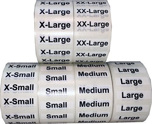 InStockLabels XS-XXL Clothing Size Strip Labels 1.25 x 5&#034; 1 Roll Each 125 Per
