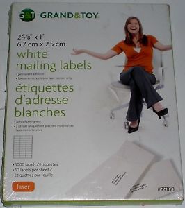 PRINTER LABEL PAPER GRAND &amp; TOY LASER 1&#034; X 2 5/8&#034; 30 PAGE 3000 99180 5593599180