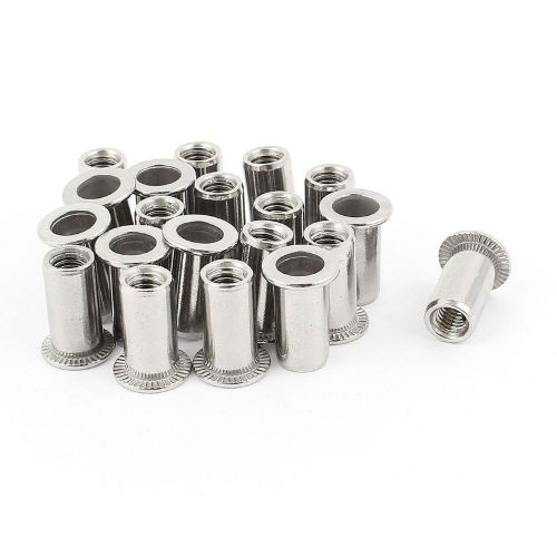 uxcell 20 Pcs 304 Stainless Steel Rivet Nut Flat Head Insert Nutsert M6x15mm