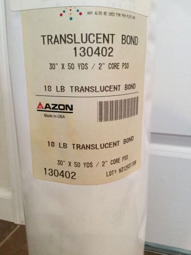 AZON 18lb TRANSLUCENT BOND PAPER 30&#034;X50&#039; 2&#034; CORE