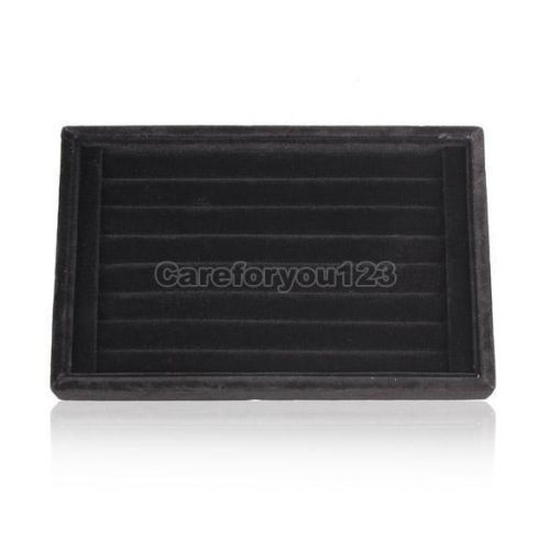 Black jewelry ring ear stud  display soft velvet tray holder case #cu3 for sale