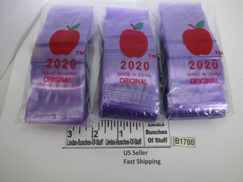 3 BAGS OF 100 2M 2&#034;x2&#034; PLASTIC ZIP SEAL ALL 3 LAVENDAR NEW B1700