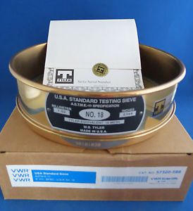 VWR Testing Sieve USA #18 8 Inch Brass Full Height # 57320-588