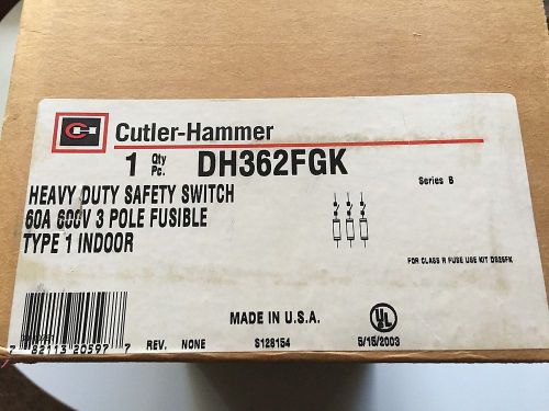 Cutler Hammer 60 Amp Safety Switch Disconnect Enclosure Box Model DH362FGK New