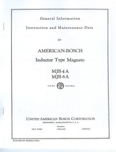 American Bosch Magneto Manuals Types MJC6C   MJC4C   MJB4A   MJB6A