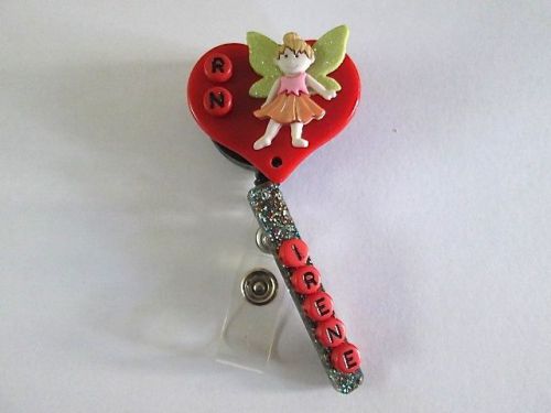 RN FAIRY HEART PERSONALIZ ID BADGE RETRACTABLE REEL  MEDICAL,HOSPITAL,PEDIATRIC