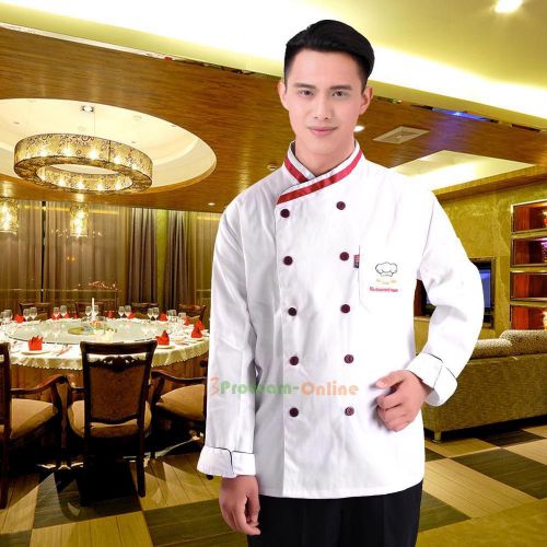 Unisex  Long Sleeve Kitchen Cook Working Uniform Chef Waitress Coat Restaurant