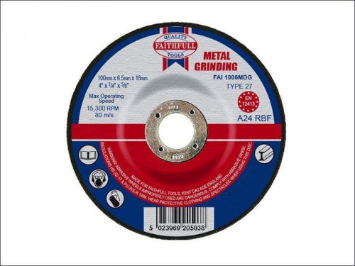 Faithfull - Grinding Disc for Metal Depressed Centre 100 x 6.5 x 16mm