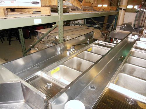 Perlick 4 Bowl Bar Sink w/Drainboards (2) 72 x 24 x 30