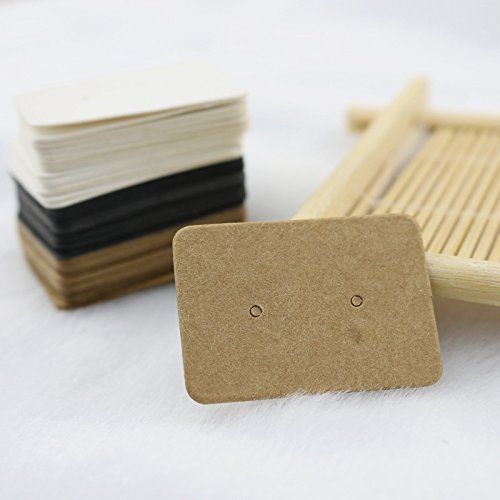 Tmarton 200 PCS Black Kraft Paper Earring Card Ear Studs Display Hang Tag Label