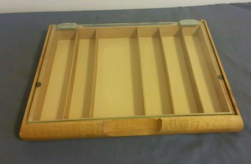Wood display case 17x13 glass lid on hinges for sale