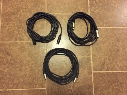 Lot of 3 - 25 ft XLR cable 3 pin female to male