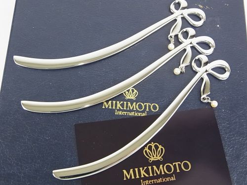 Auth MIKIMOTO International Pearl Coffee Stirrers Silver 3P UNUSED F/S 12906e