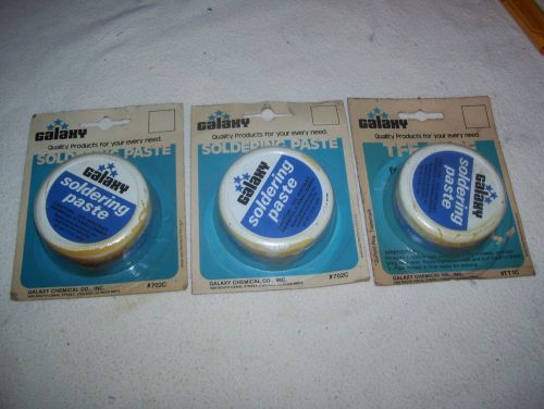 3 Vintage Tins of Galaxy Soldering Paste NIP NOC Galaxy Chemical Chicago IL
