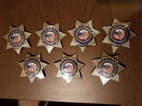 Well-Built Security Officer Badge Silver Lot of 7 Badges NO RESERVE AUCTION