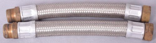 ( lot of 2 ) flow design fire retardant pyro braided ss hose assembly 1&#034; x 12&#034; for sale