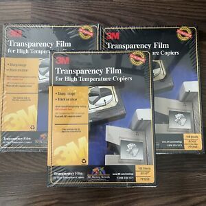 Lot of 3 - 3M 100 Sheets Transparency Film For High Temperature Copiers NEW