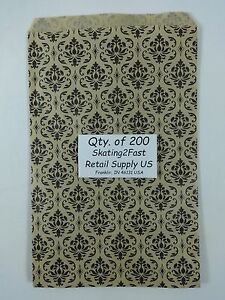 Qty. 200 Damask Print Design Paper Merchandise 6&#034; x 9&#034; Bag Retail Shopping