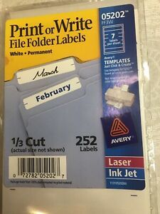 Avery Permanent-Adhesive File Folder Labels For Laser and Inkjet Printers, 1/3
