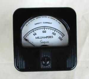 One Simpson 6014 DC Milliamperes 0-200 Panel Meter