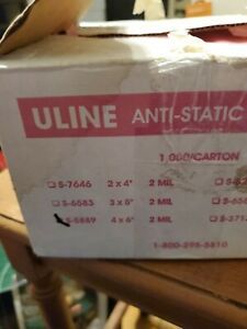 ULINE Anti-Static Poly Bags 4x6&#034; 2 MIL part# S- 5889 lot 50 Pink Open ended