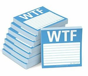 8-Pack Knock Knock WTF Sticky Notes Memo Sticky Notepads 3 x 3-inches 100 She...