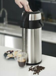 Olympia Pump Action Airpot Stainless Steel Double Insulated Coffee Thermos 2.12L