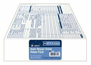 Adams Garage Repair Order Forms 8.5 x 11 Inch 3 Parts 250-Count White and Can...