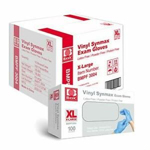 BASIC Medical Synmax Vinyl Exam Gloves - Latex-Free &amp; Powder-Free - X-Large B...