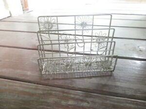 Vintage Sliver Flower Scrolled Metal Desk Divider Organizer