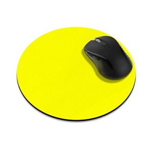 Non-Slip Round Mousepad, FINCIBO Solid Bright Yellow Mouse Pad for Home, Office