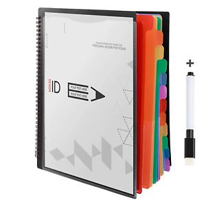 Edufun 24 Pocket Letter Size File Folder with Dry Erase Marker, Organizer for Bi