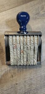 Vintage Crown Superior 8 Row Rubber Rolling Number Stamp Wood Handle