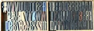 Letterpress WOOD Type 3 5/16&#034; SLIM Alphabet+ Numbs 77pcs  **RARE DeLittle Font**