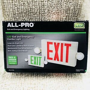 All-Pro Exit Emergency Light Hardwired Exit Sign LED Light 2 Color