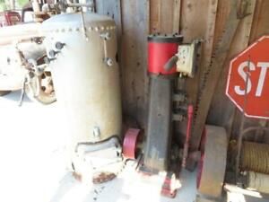 Antique Marsh Capron MFG Co Upright Steam Engine &amp; Boiler Line Shaft Shop