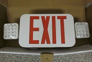 New Fulham Firehorse FHEC33WR White Red LED Exit Sign w/ Emergency Lights