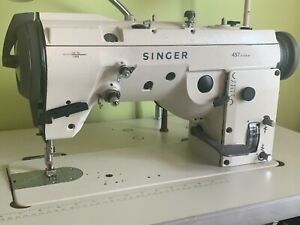 Singer 457 A143A-M Industrial Sewing Machine w/ Table Servo Motor Stand &amp; Light