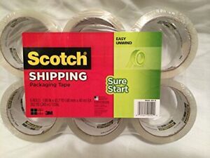Scotch Sure Start Shipping Packaging Tape 1.88 in. x 54.6 yds. Clear 6 Rolls/...