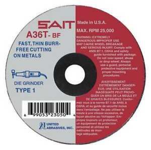 UNITED ABRASIVES-SAIT 23022 Cutting Wheel,T-1,2.5x1/16x1/4,A36T,PK50