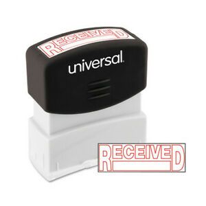 UNIVERSAL UNV10067 Message Stamp, RECEIVED, Pre-Inked One-Color, Red
