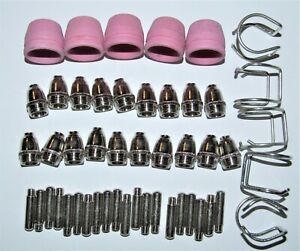 Plasma Cutting Consumables - Electrode Tips Cups Rings - 49 Pieces Total