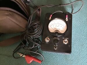 VINTAGE SIMPSON TELEDATA BATTERY TESTER IN ORIGINAL BROWN PADDED CARRY CASE USA