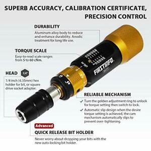 FIRSTINFO Ultra Precision Certified Torque Limiting Screwdriver 1/4 Inch Univ...