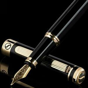 Black Lacquer Fountain Pen - Stunning Luxury Pen with 24K Gold Finish,Schmidt18K