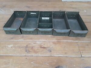Lot Of 5 Vintage Metal Industrial Drawers