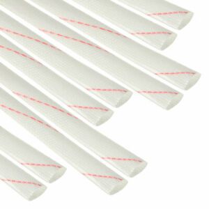 10PCS Fiberglass Sleeve 12mm I.D. PVC Insulation Tubing 2.89ft White and Red