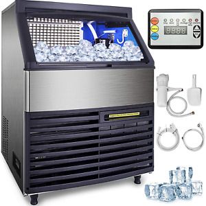 VEVOR 110V Commercial Ice Maker 320LBS/24H, 77LBS Storage Bin, ETL Approved, Cle
