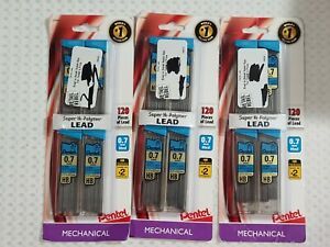 Pentel Super Hi-Polymer Pencil Lead Refill 0.7mm Medium 120Pc (3 Pack/360Pc)